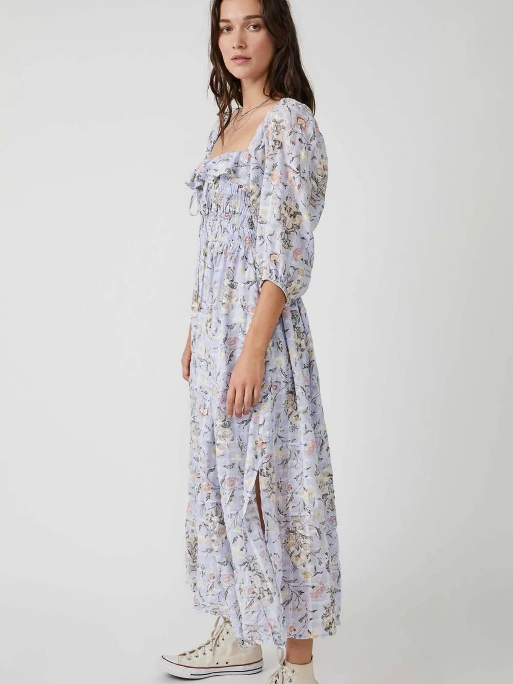 Free People Oasis Printed Midi Dress large lavender